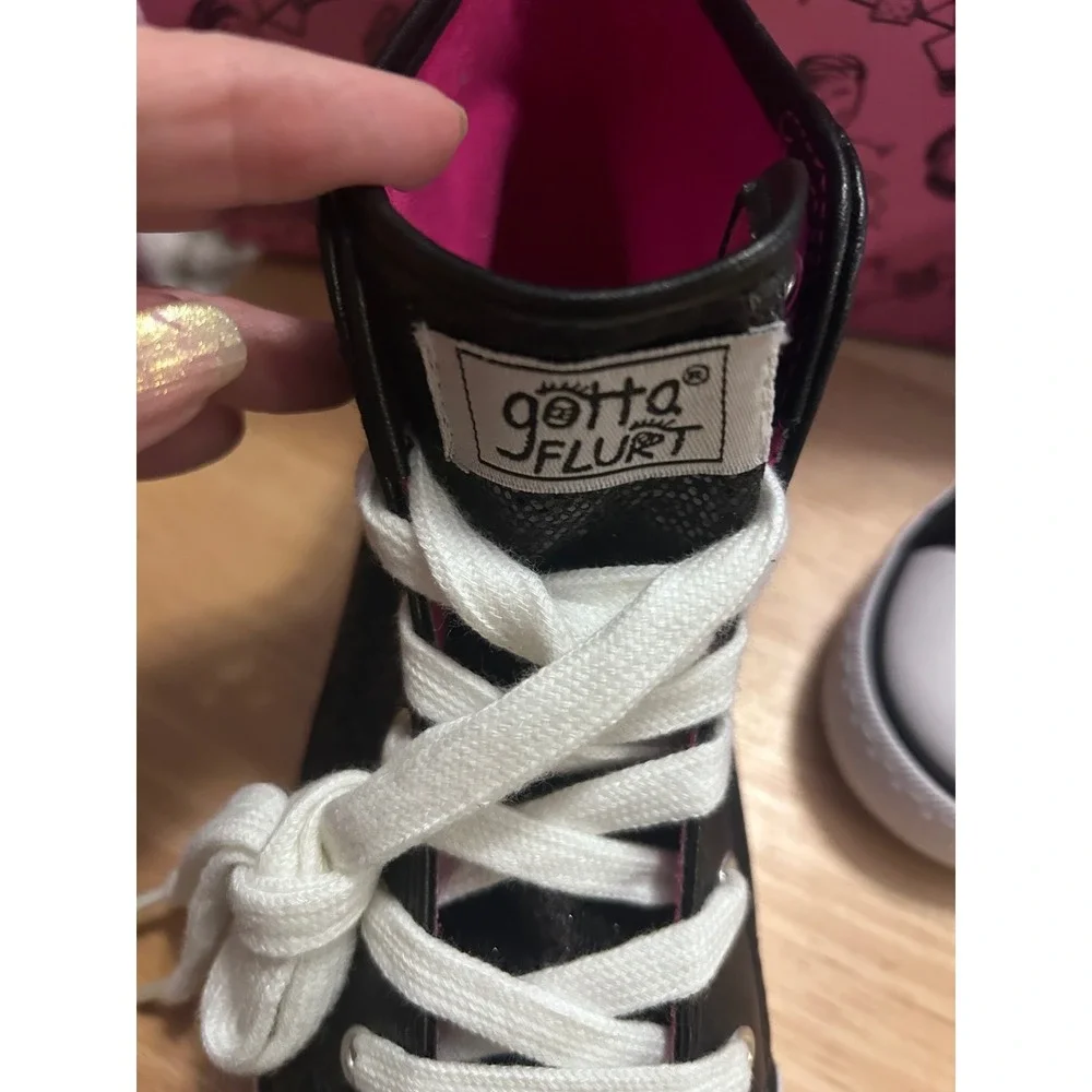 Gotta Flurt High Top Sneakers Kids Size 4M Black Glitter Disco Lace Up Shoes
